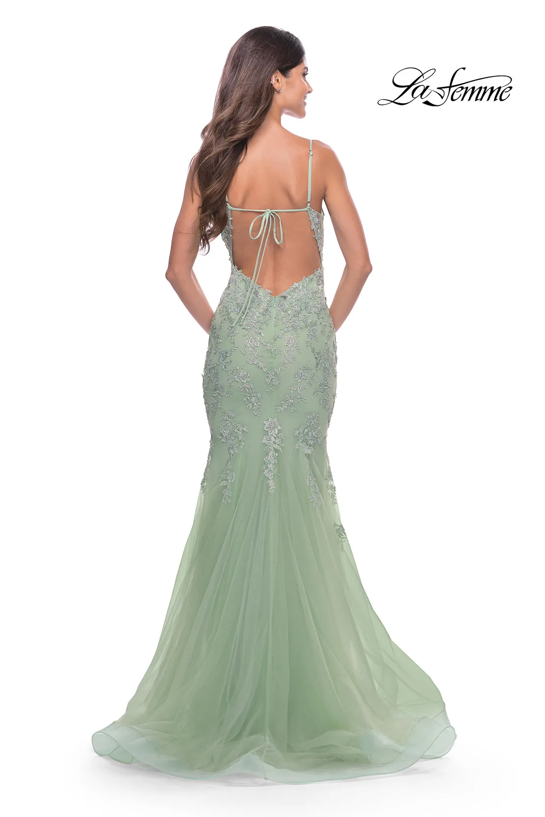 La Femme 31579 Lace/Tulle Godet Gown