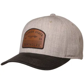 Legacy Florida State Seminoles Spear Leather Patch Adjustable Mid-Pro Snapback - Heather Tan/Brown Oil