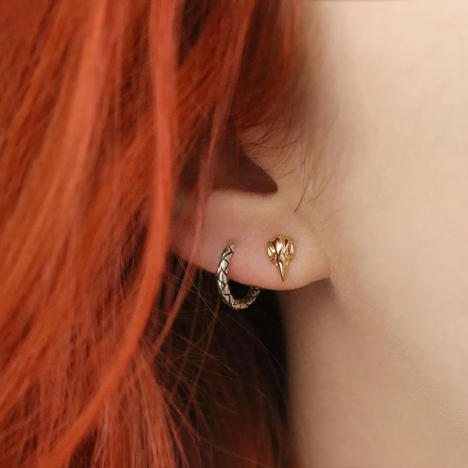 MERLA. Raven Skull Earrings - Gold