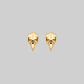 MERLA. Raven Skull Earrings - Gold