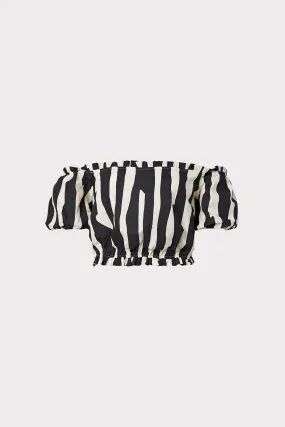 Natalia Abstract Zebra Linen Top