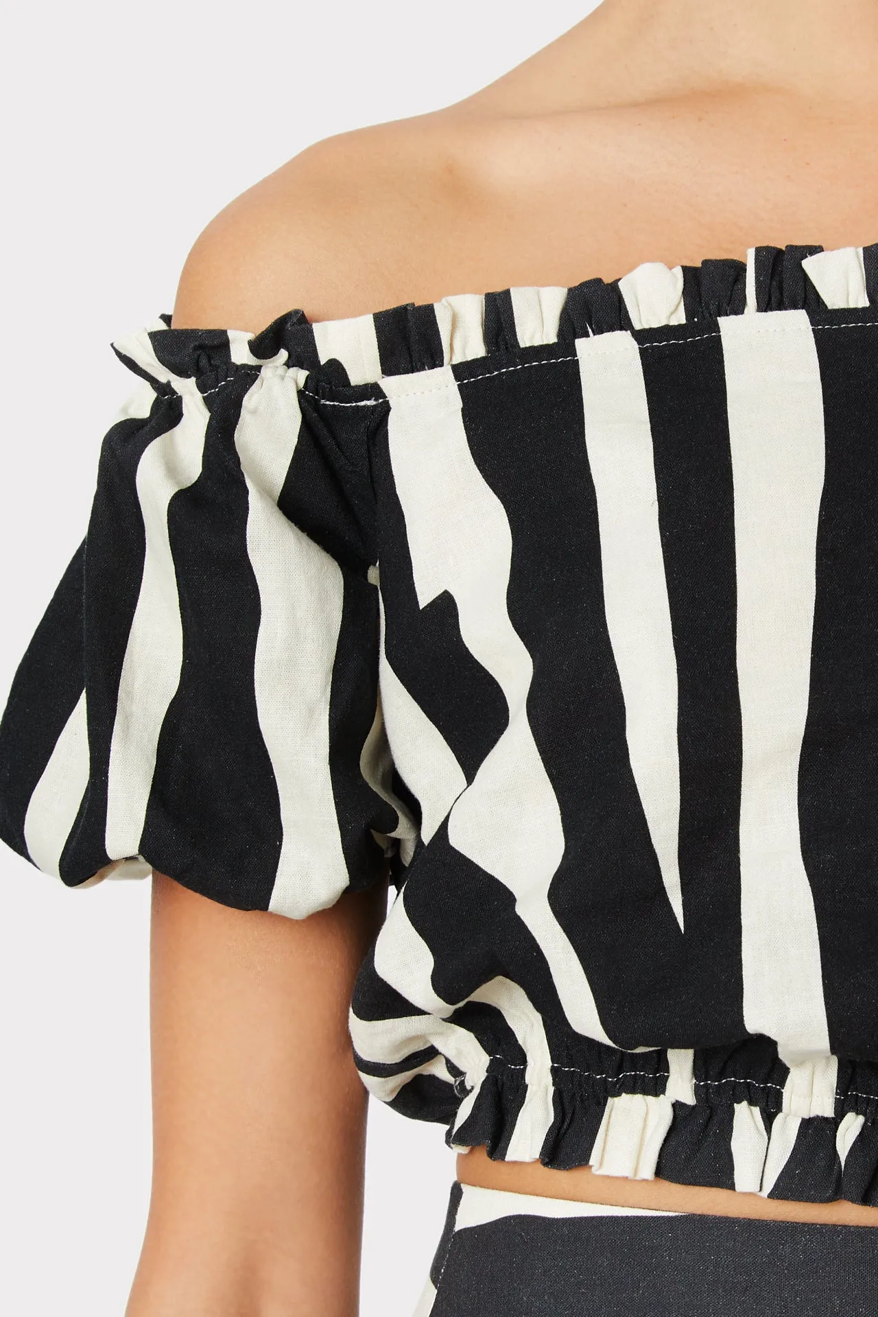 Natalia Abstract Zebra Linen Top