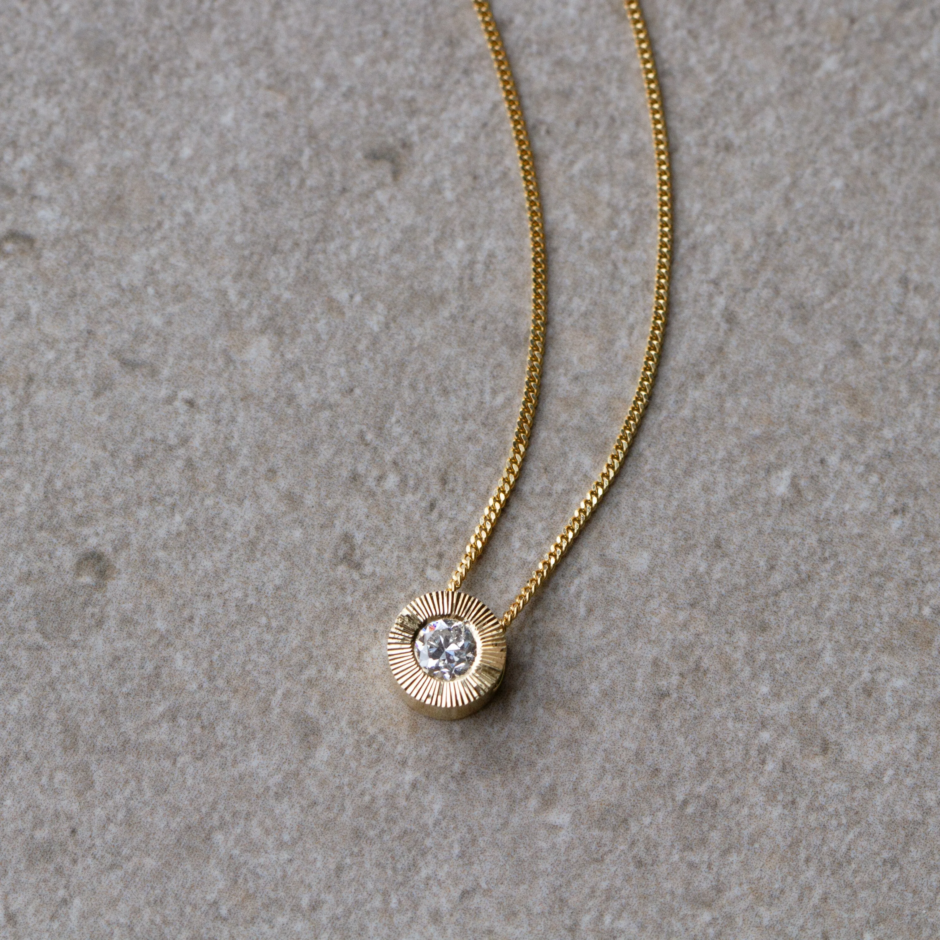 Old European Cut Diamond Medium Aurora Necklace In Yellow Gold