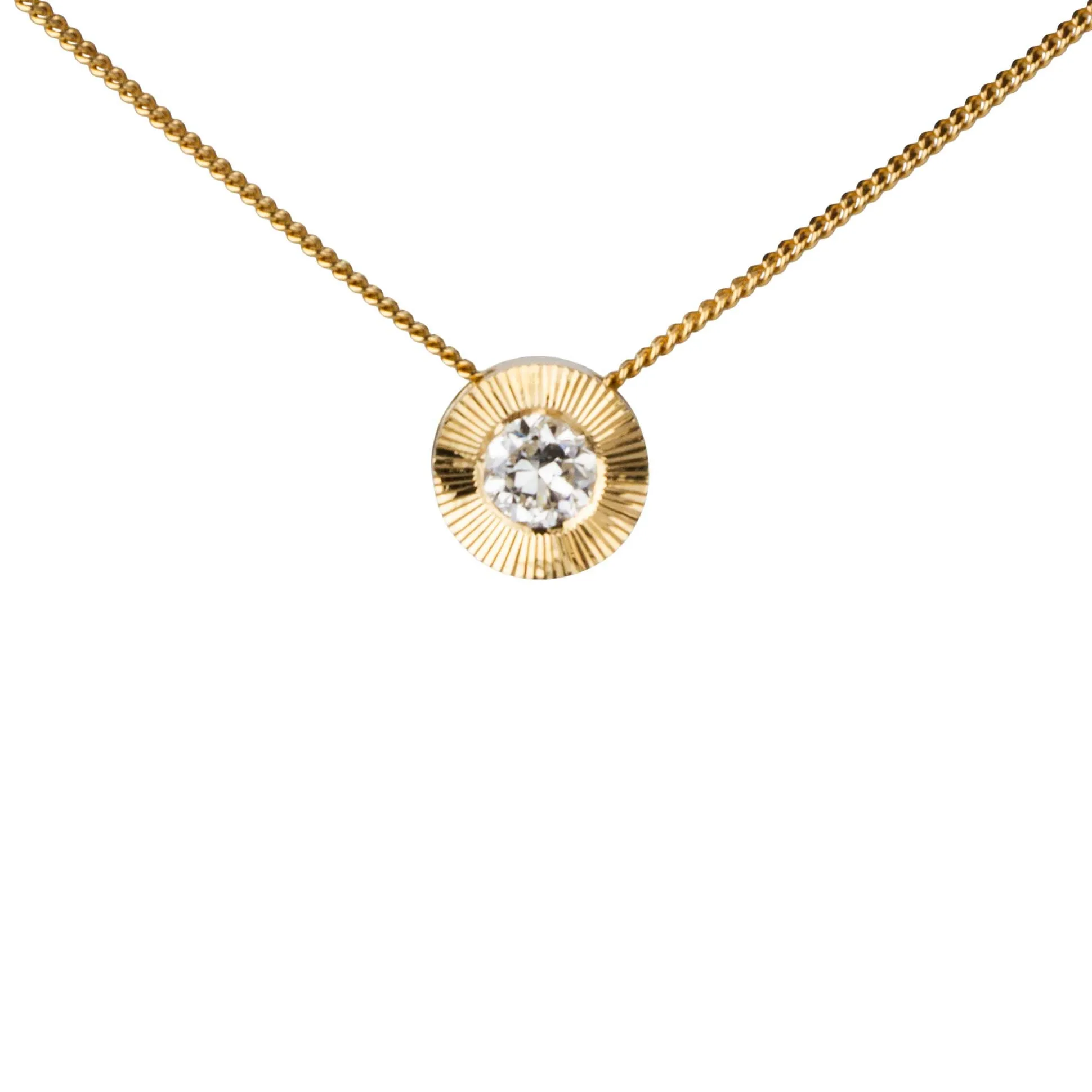 Old European Cut Diamond Medium Aurora Necklace In Yellow Gold