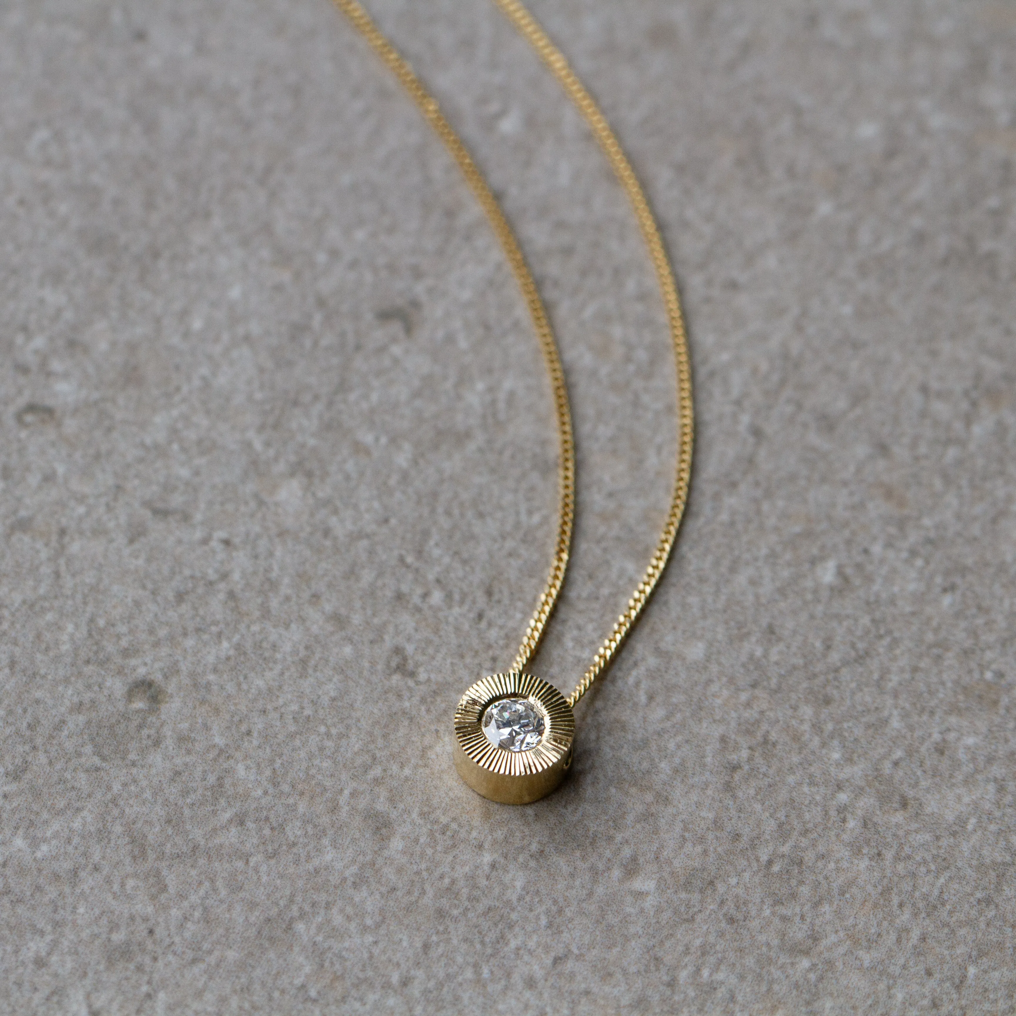 Old European Cut Diamond Medium Aurora Necklace In Yellow Gold