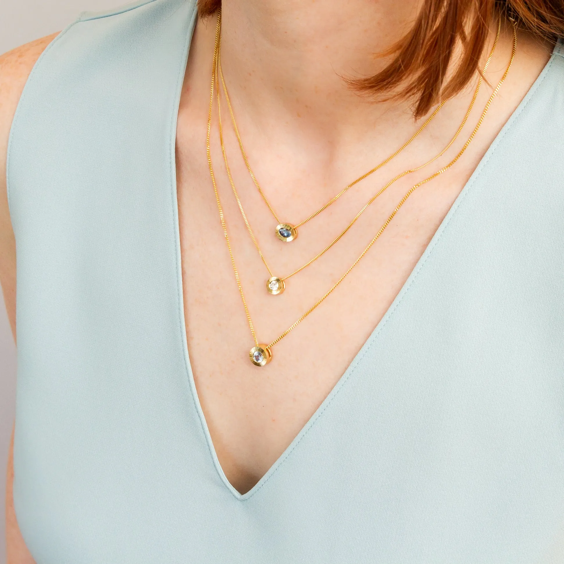 Old European Cut Diamond Medium Aurora Necklace In Yellow Gold