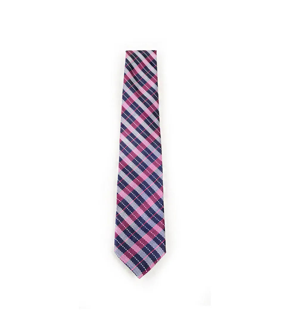 Pink & Blue Plaid Neck Tie