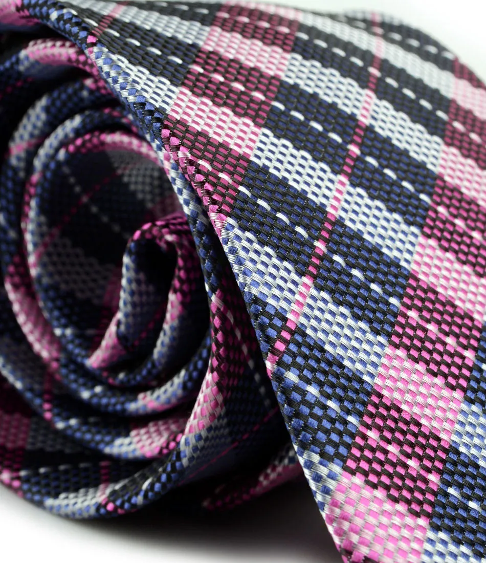 Pink & Blue Plaid Neck Tie