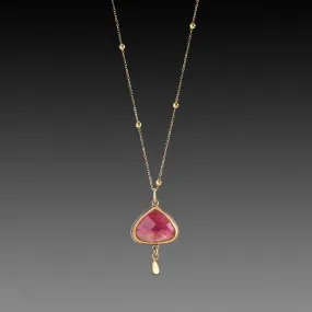Pink Tourmaline Teardrop Necklace