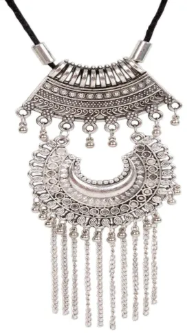 Retro Afghani design Metal Imitation Fashion Oxidised Necklace with Tassels