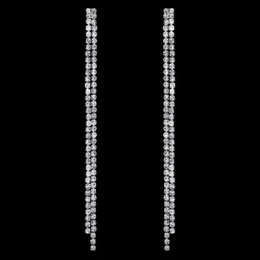 Rhinestone Crystal Tassel Long Earrings for Women