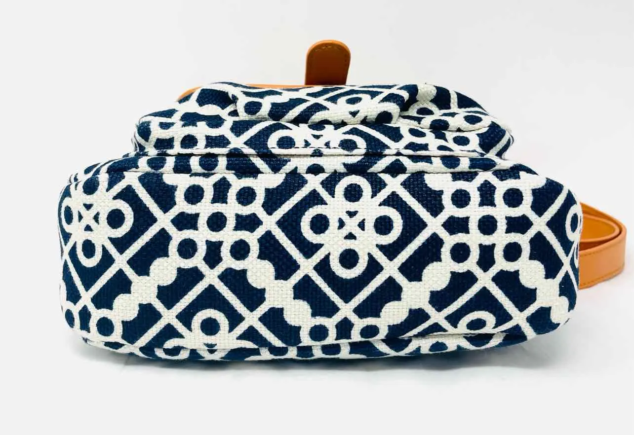Spartina 449 Orange/Navy Print Buckles Designer Crossbody Purse