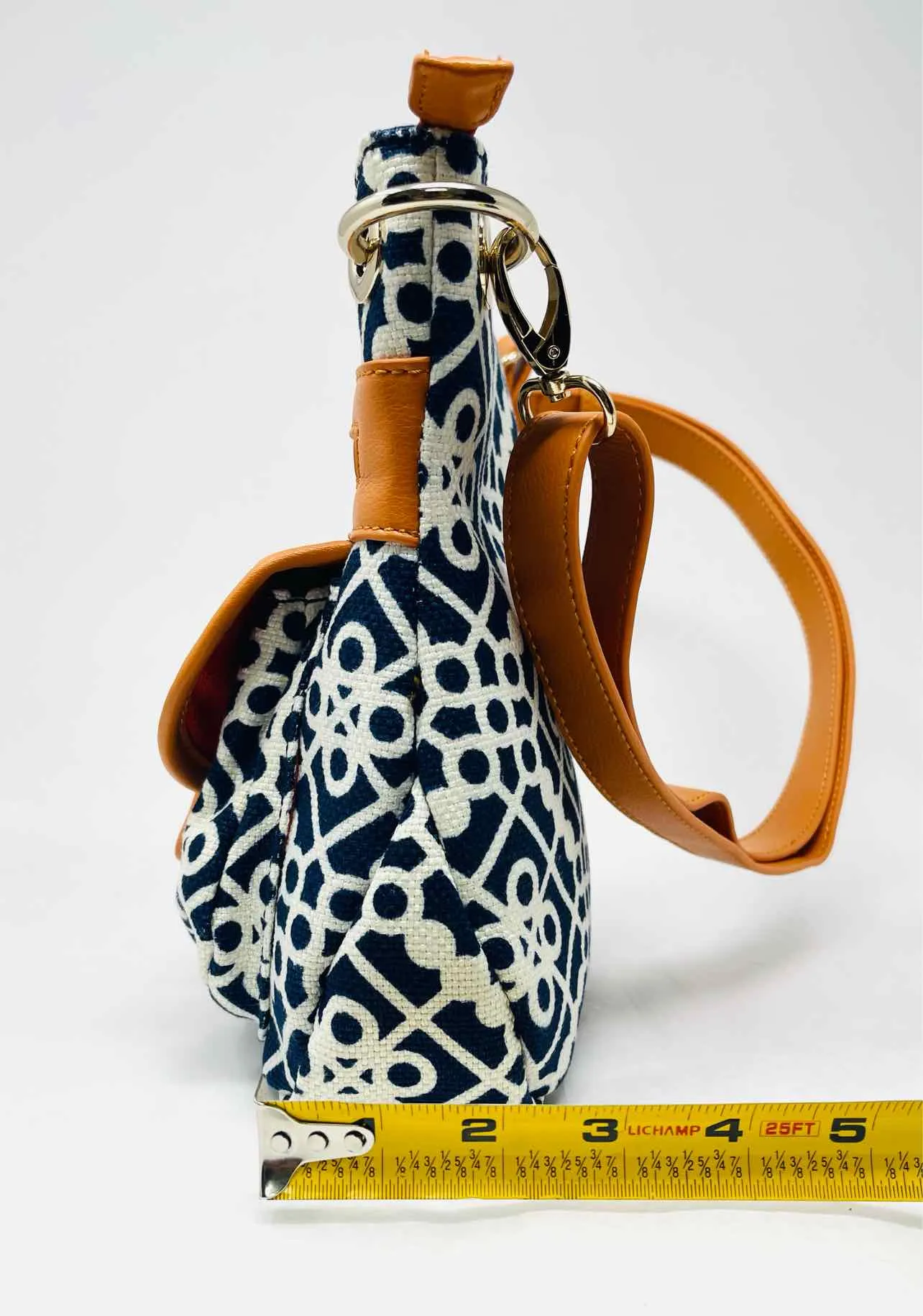 Spartina 449 Orange/Navy Print Buckles Designer Crossbody Purse