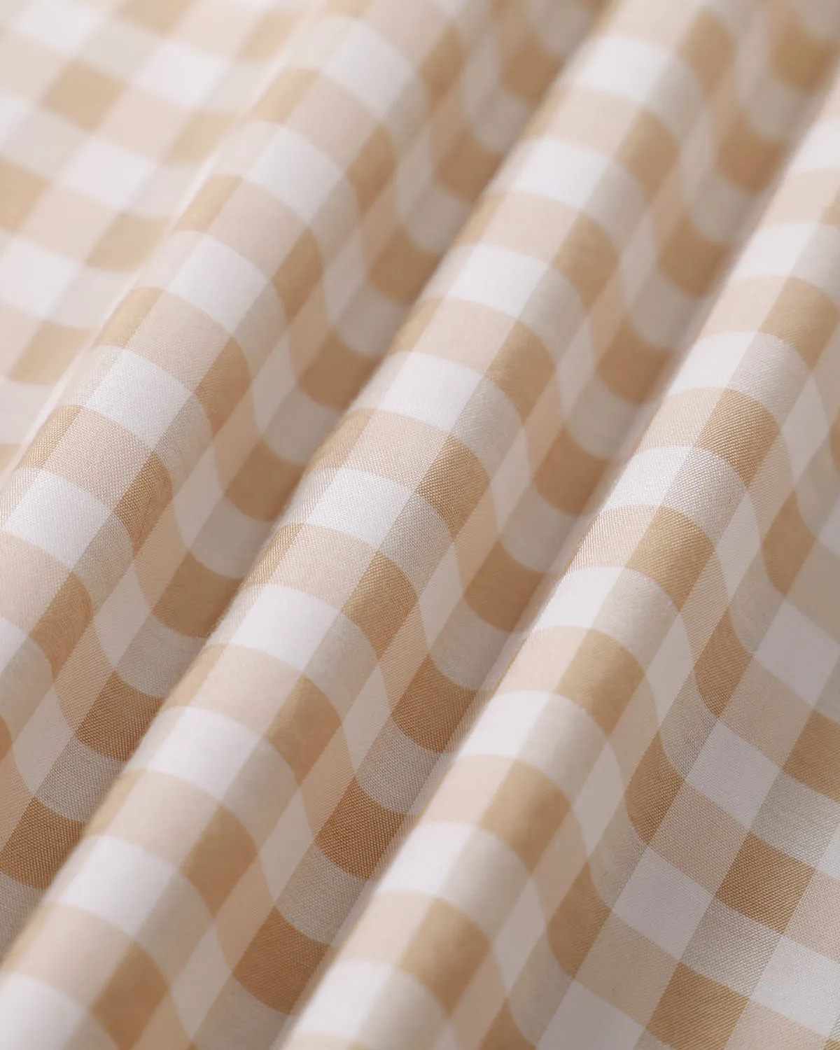 The Beige Round Neck Plaid Slit Midi Dress