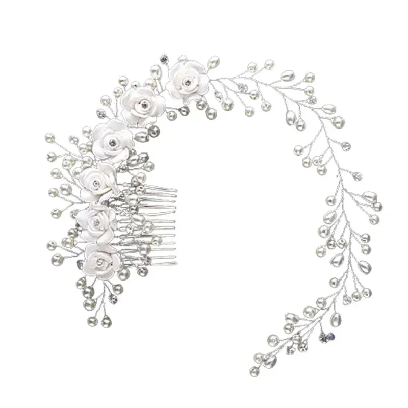 Women Headbands Flower Rhinestone Pearl Hairbands Floral Tiaras Headpiece Hairpins Wedding Hair Accessories Bridal Hair Jewelry