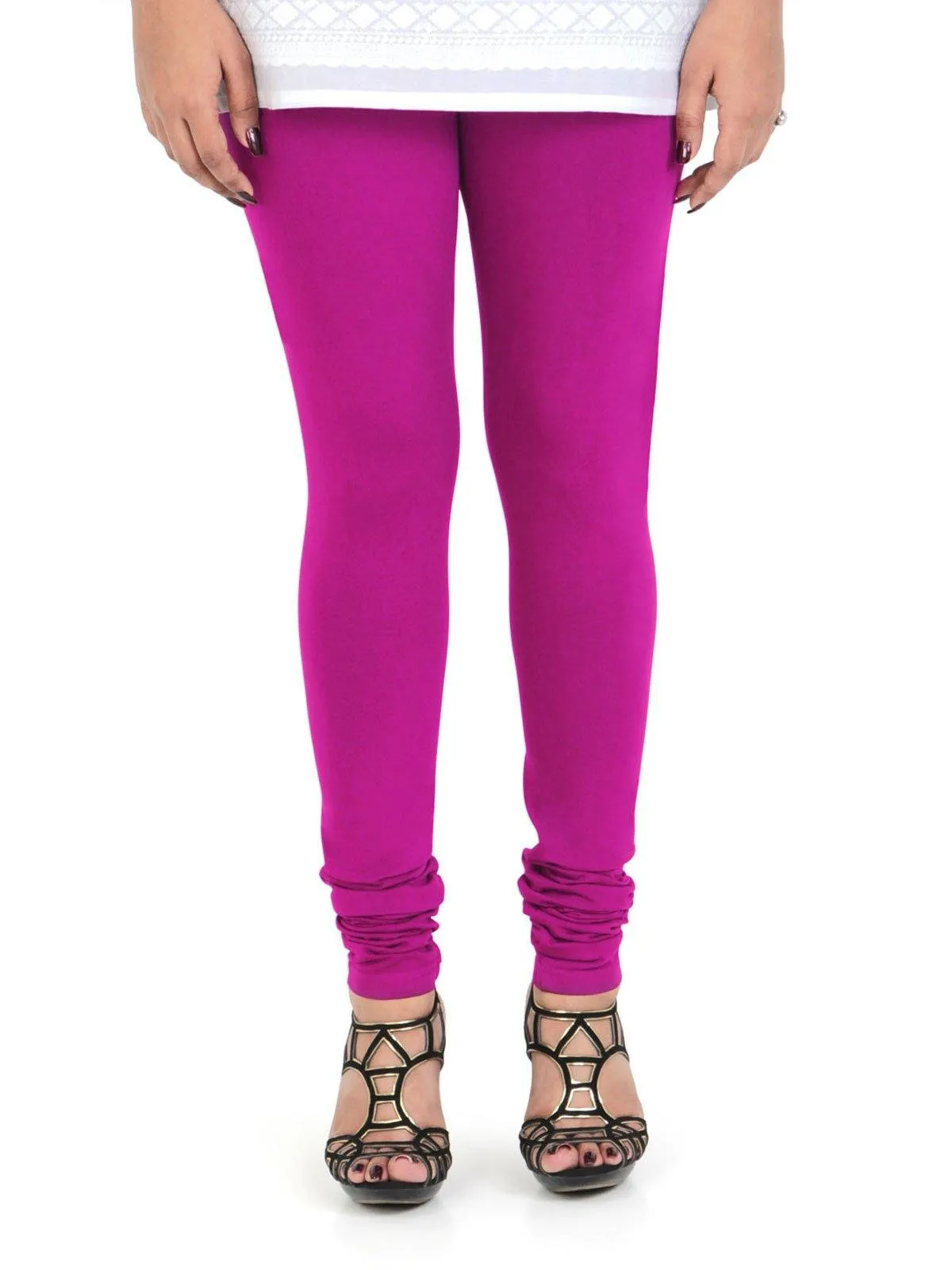 Women's Cotton Churidar Leggings (Free Size) - Magic Pink