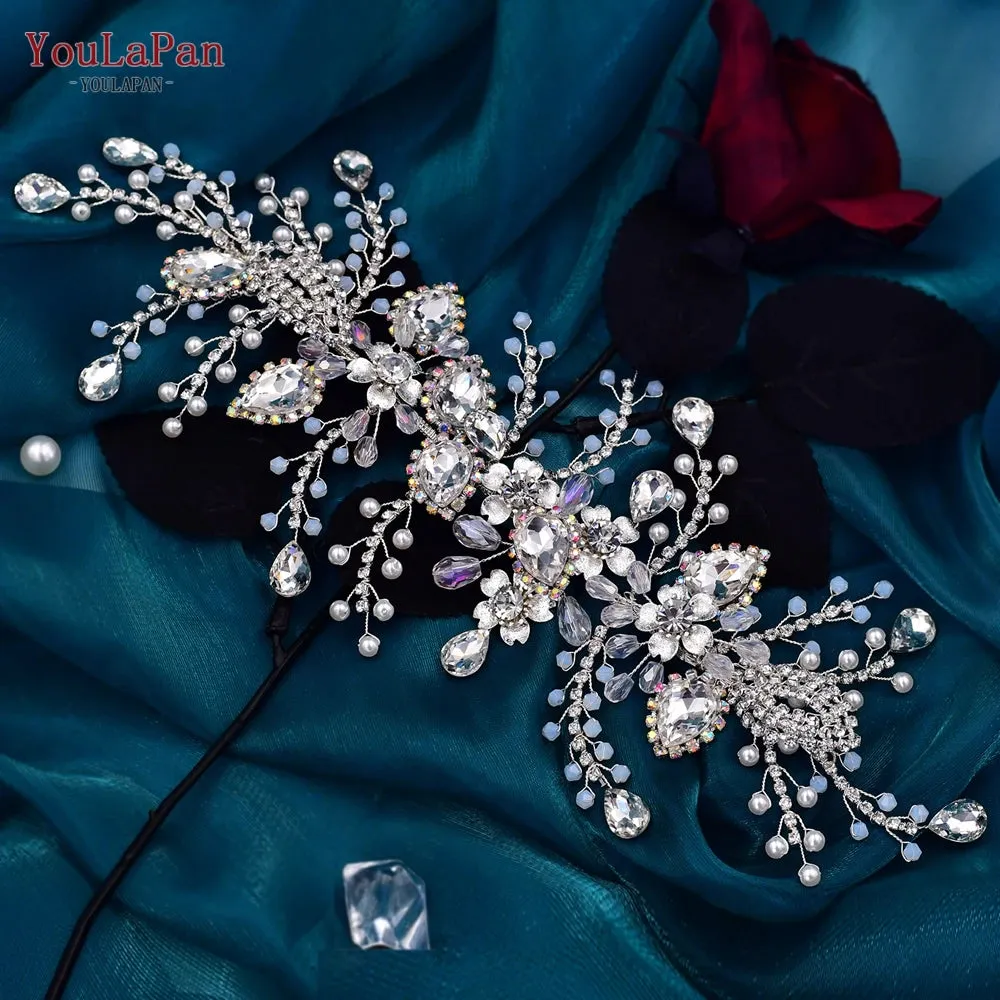 YouLaPan Rhinestone Bridal Headpiece Wedding Headwear Hair Accessories Woman Headband Jewelry Bride Headdresses for Party HP438